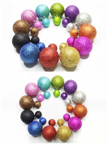 Metallic Effekt Doppelkugel-Ohrstecker